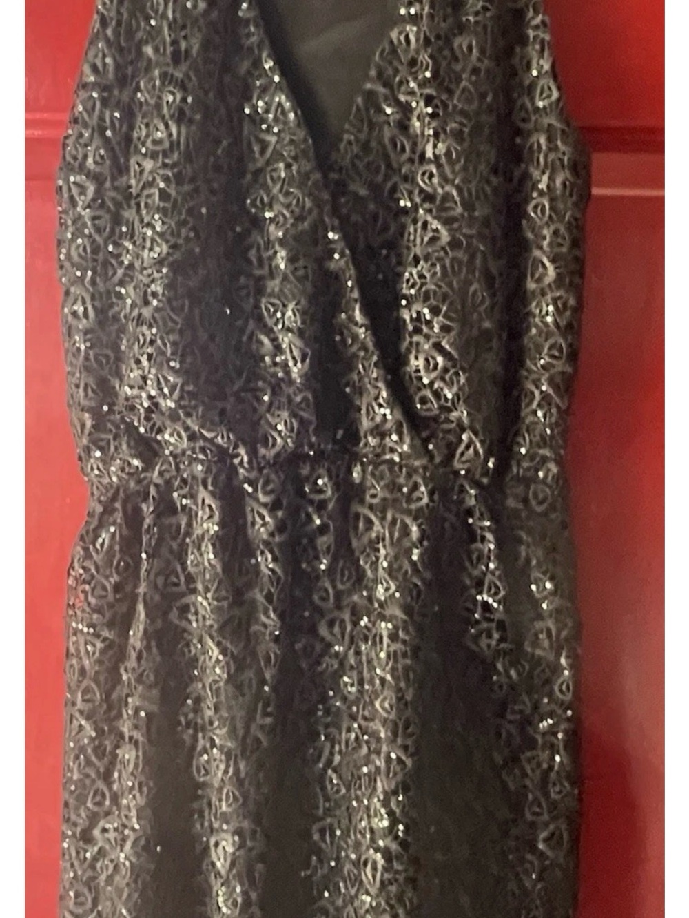 MM Couture Black Sequin-Embellished Wrap Midi Dress